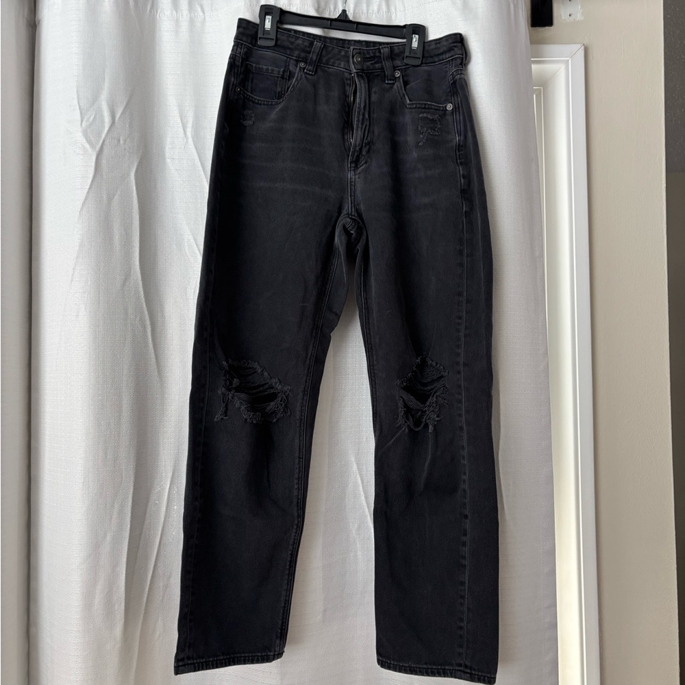 American Eagle Outfitters Black Distressed Boyfriend Jeans